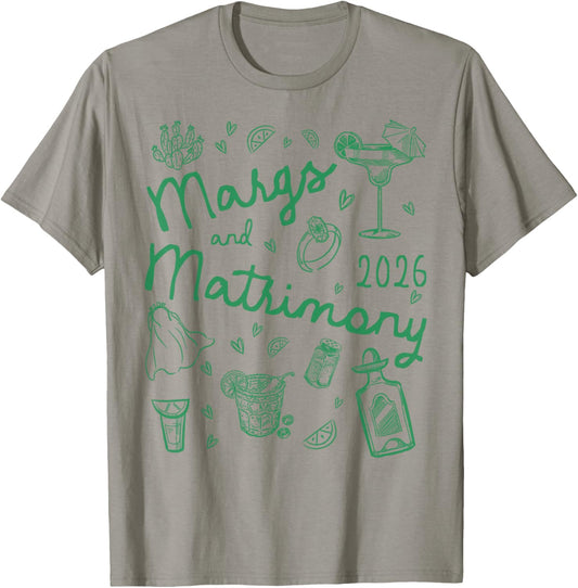 Margs and Matrimony Club 2026 Bachelorette Party Margarita T-Shirt - T-Shirt | Sand