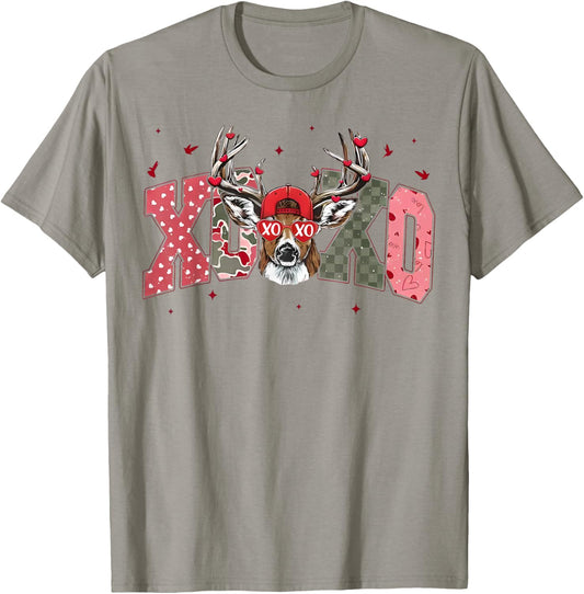 Camo XOXO Valentine Buck Deer Hunting Boy Girl Kids T-Shirt - T-Shirt | Sand