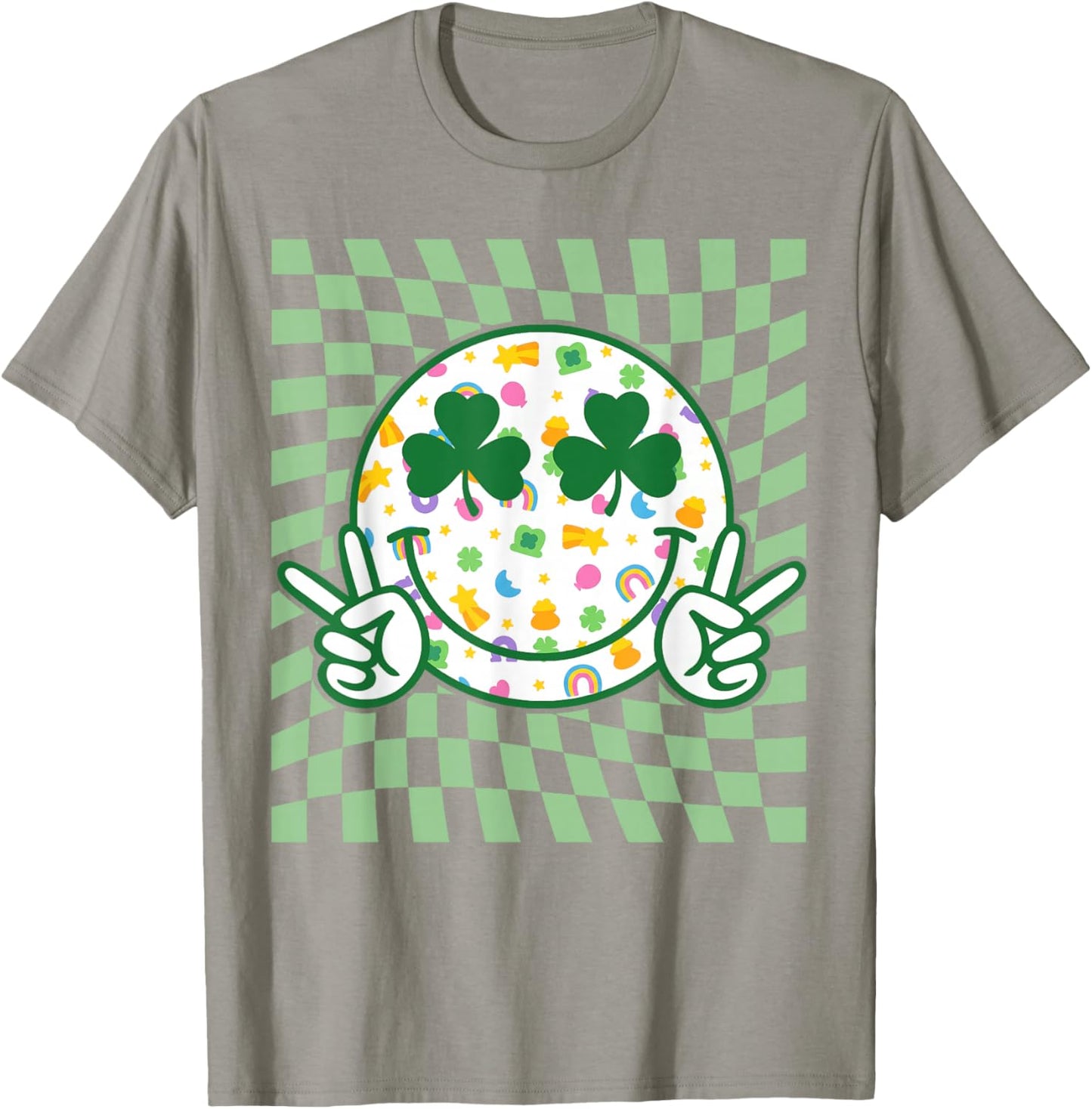 Retro Groovy Hippie Shamrock Happy St Patricks Day Kid Girl T-Shirt - T-Shirt | Sand