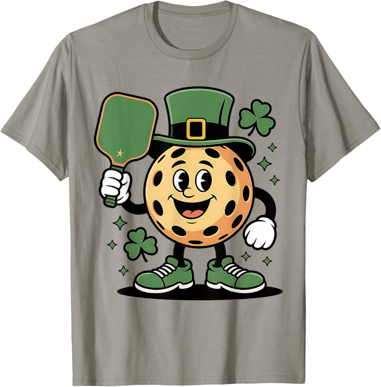 Funny St Patricks Day Pickleball Mascot T-Shirt - T-Shirt | Sand