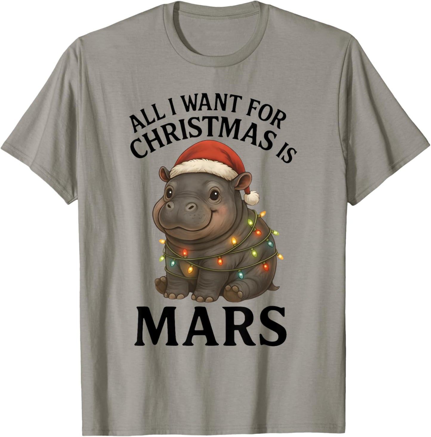Mars The Hippo Christmas Baby Hippo Mars Viral Pygmy Hippo T-Shirt - T-Shirt | Sand