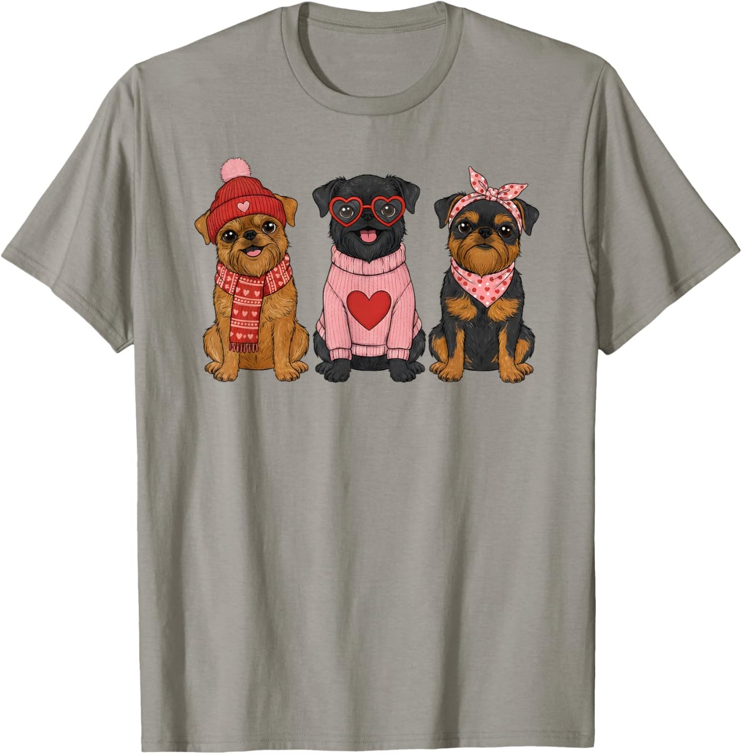 Cute Brussels Griffon Valentine Dog T-Shirt - T-Shirt | Sand