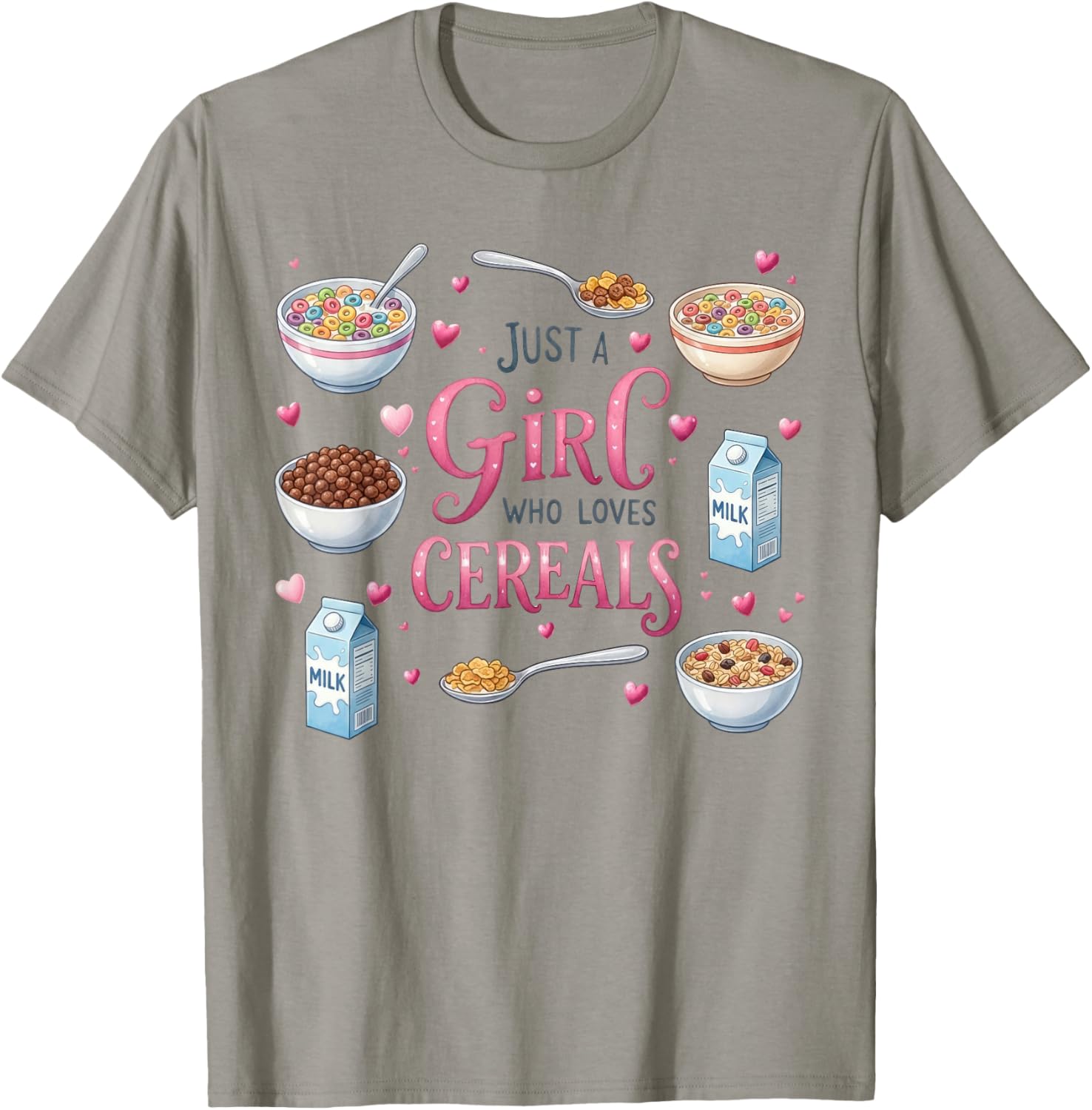 Just A Girl Who Loves Cereals Colorful Breakfast T-Shirt - T-Shirt | Sand