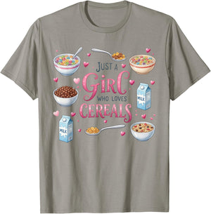 Just A Girl Who Loves Cereals Colorful Breakfast T-Shirt - T-Shirt | Sand
