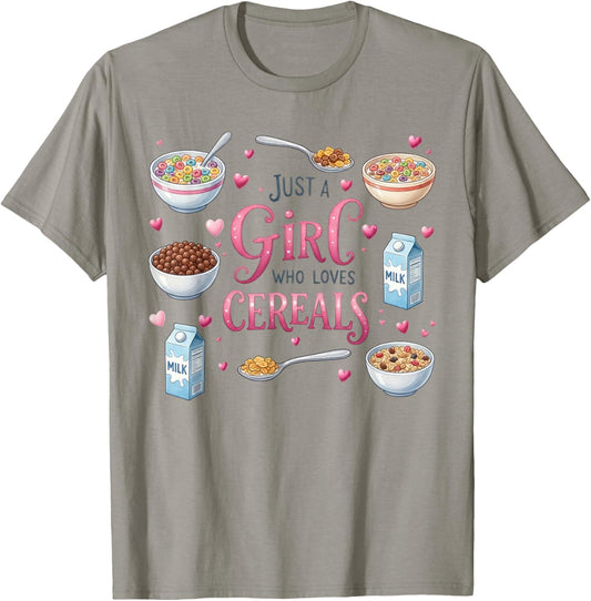 Just A Girl Who Loves Cereals Colorful Breakfast T-Shirt - T-Shirt | Sand