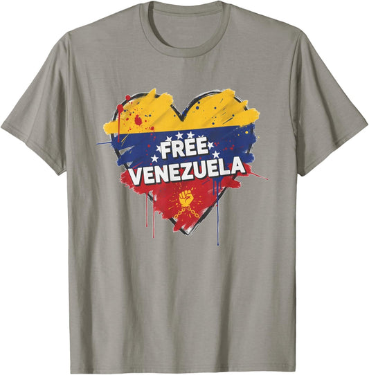 Free Venezuela Flag Patriotic Funny Venezuela Libre Freedom T-Shirt - T-Shirt | Sand