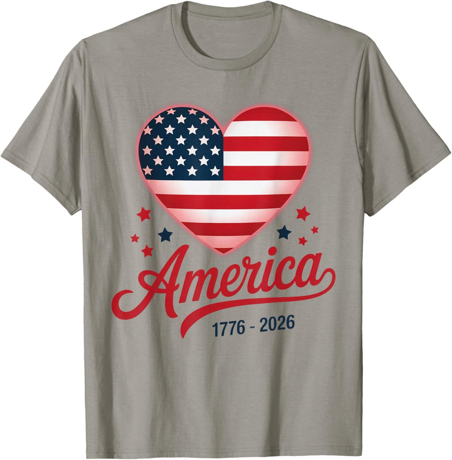 Flag Heart 1776 2026 July 4th 250th Birthday T-Shirt - T-Shirt | Sand
