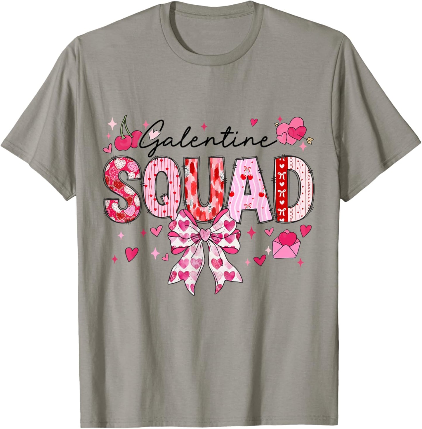 galentines Day Women galentines Squad Funny Valentine Bow T-Shirt - T-Shirt | Sand