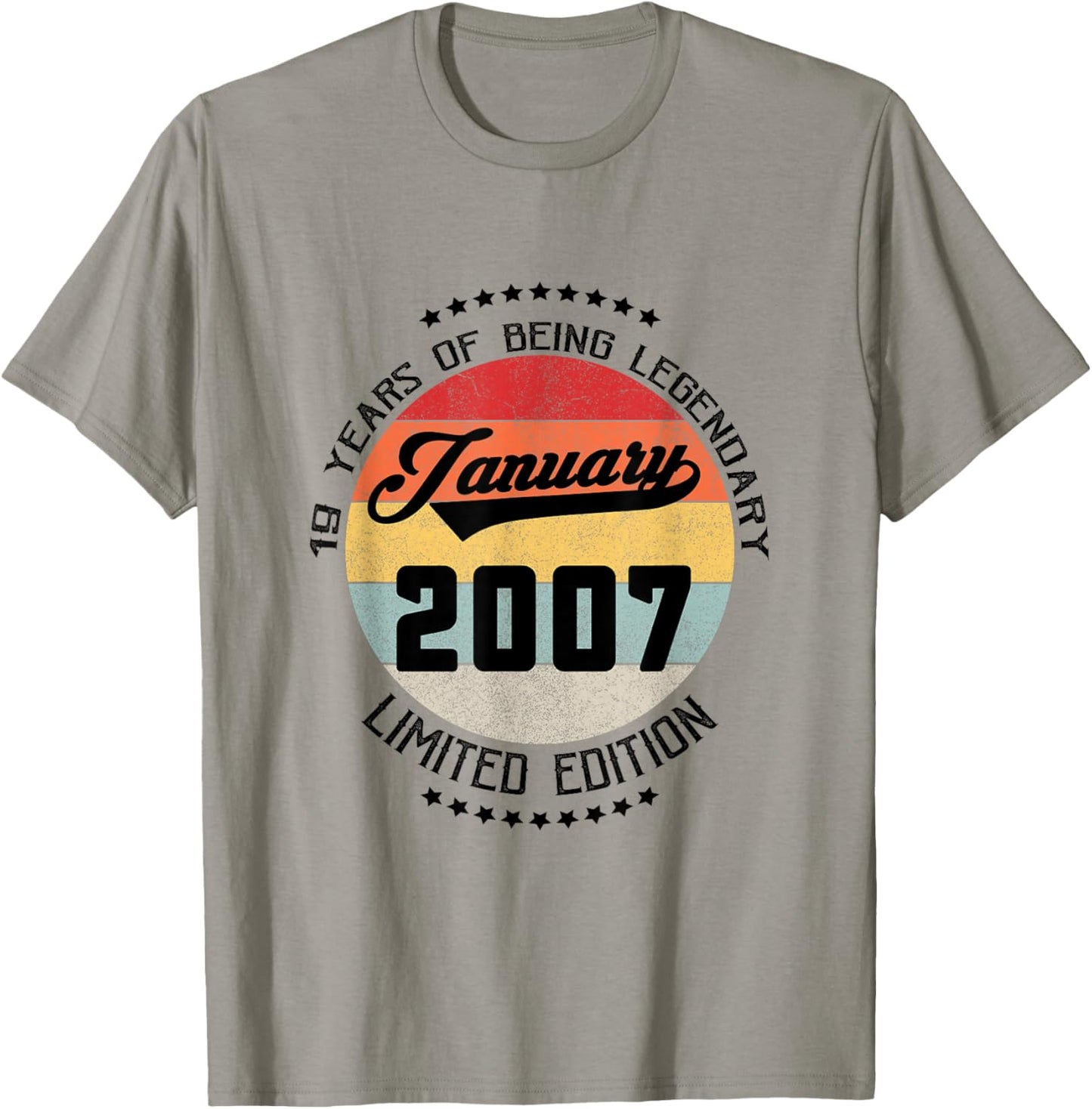 19th Birthday Gift Being Legendary January 2007 19 Yrs Old T-Shirt - T-Shirt | Sand