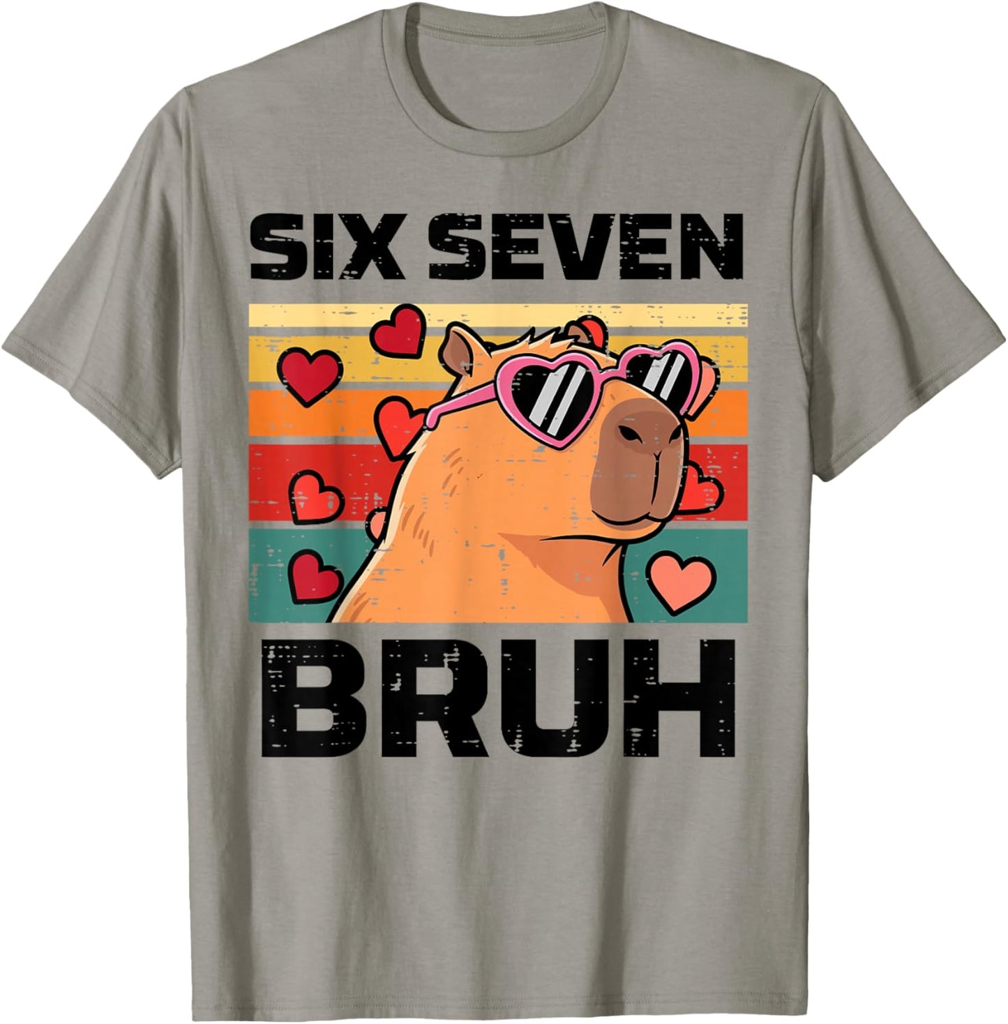 Six Seven Bruh Capybara 6 7 Valentines Day Kids Boys Youth T-Shirt - T-Shirt | Sand