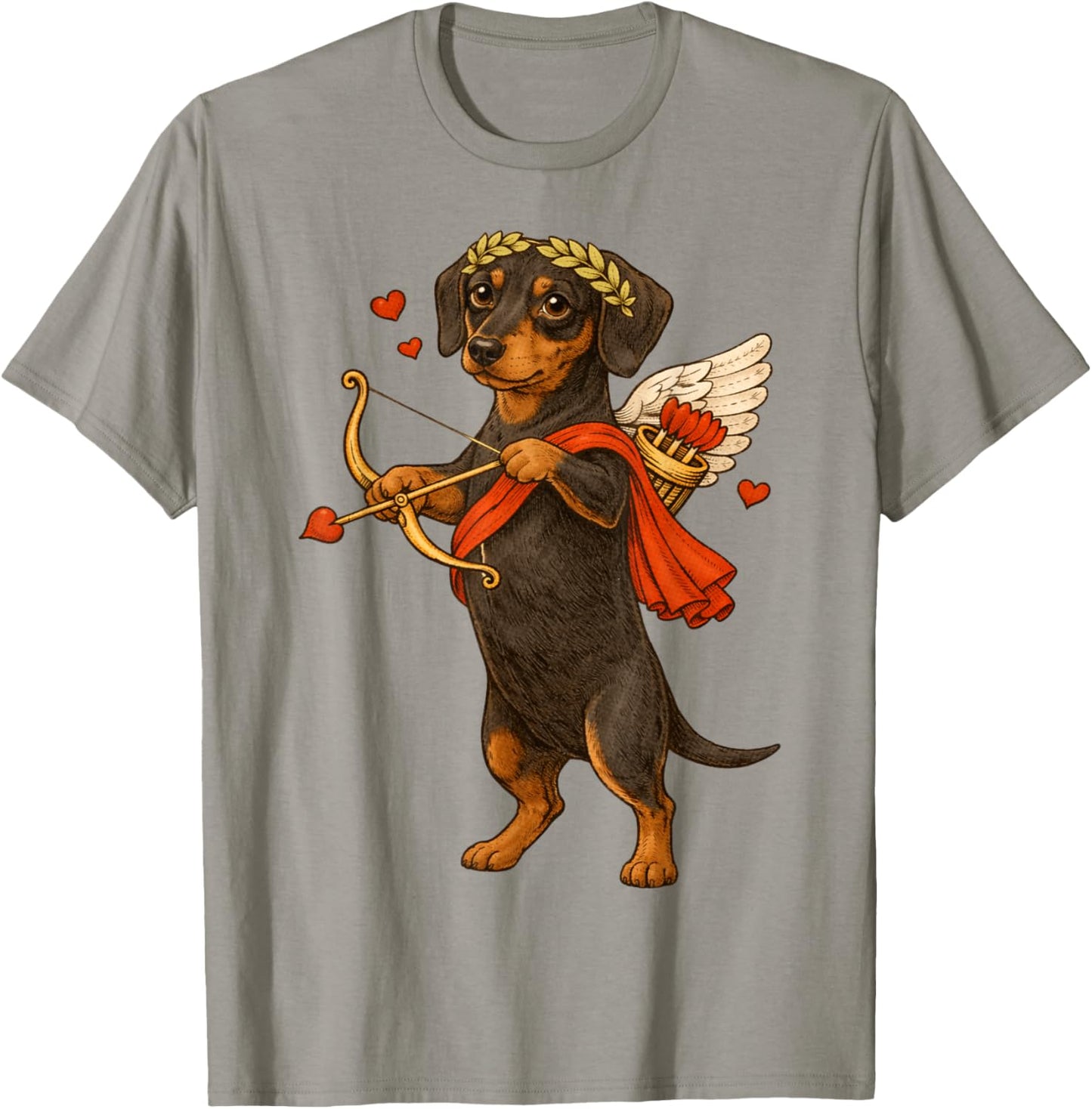 Valentine's Dachshund Cupid for Weiner Dog Lover T-Shirt - T-Shirt | Sand