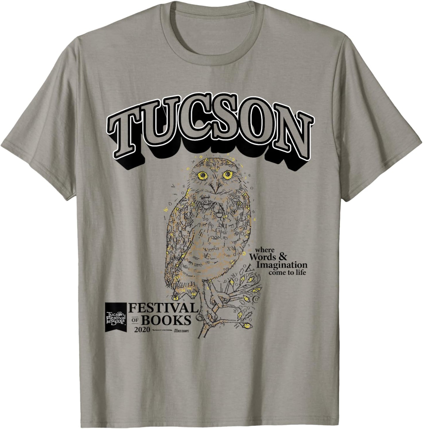 Tucson Festival of Books | TFOB 2020 | Owl Mascot T-Shirt - T-Shirt | Sand