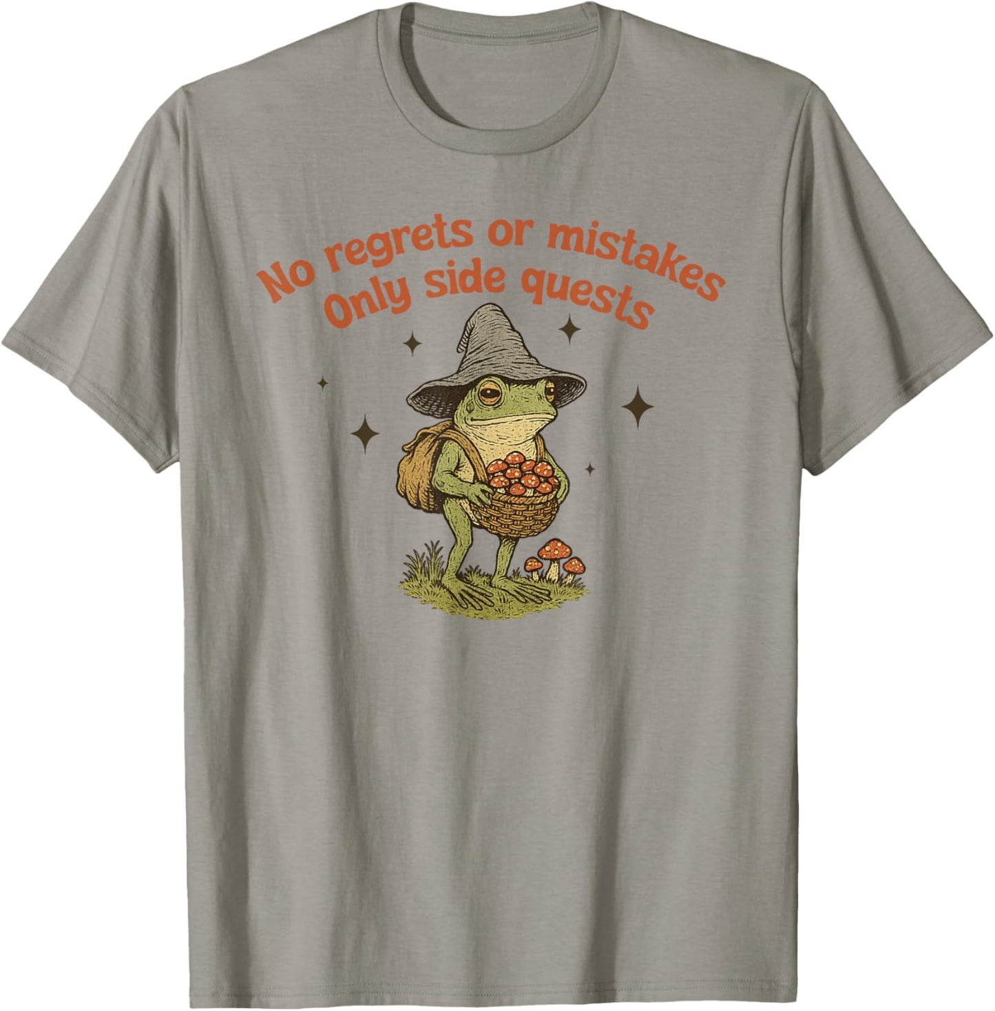 No Regrets Or Mistakes - Only Side Quests Funny Frog Weird T-Shirt - T-Shirt | Sand