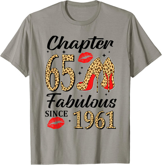 Chapter 65 Fabulous Since 1961 High Heels Leopard Birthday T-Shirt - T-Shirt | Sand