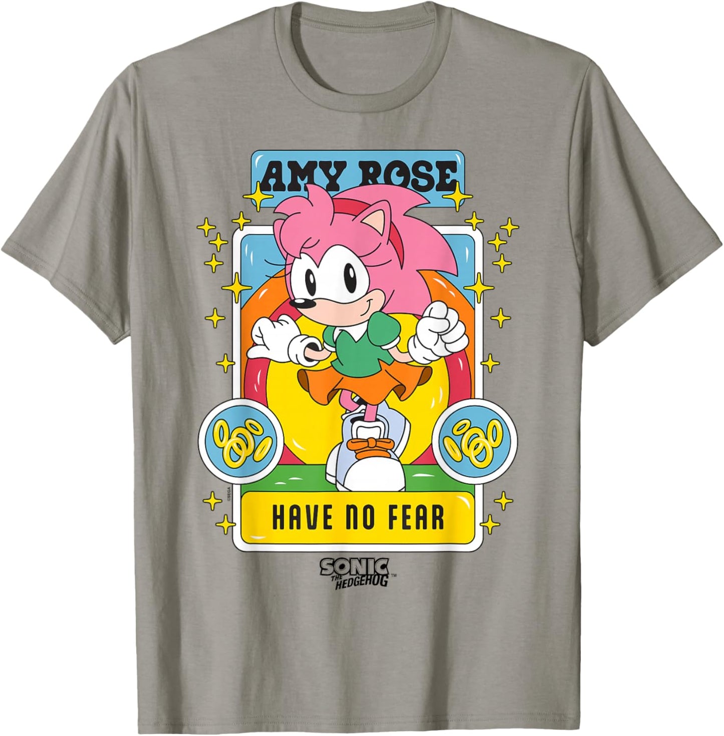 Sonic The Hedgehog Amy Rose Have No Fear Vibrant Pop Art T-Shirt - T-Shirt | Sand