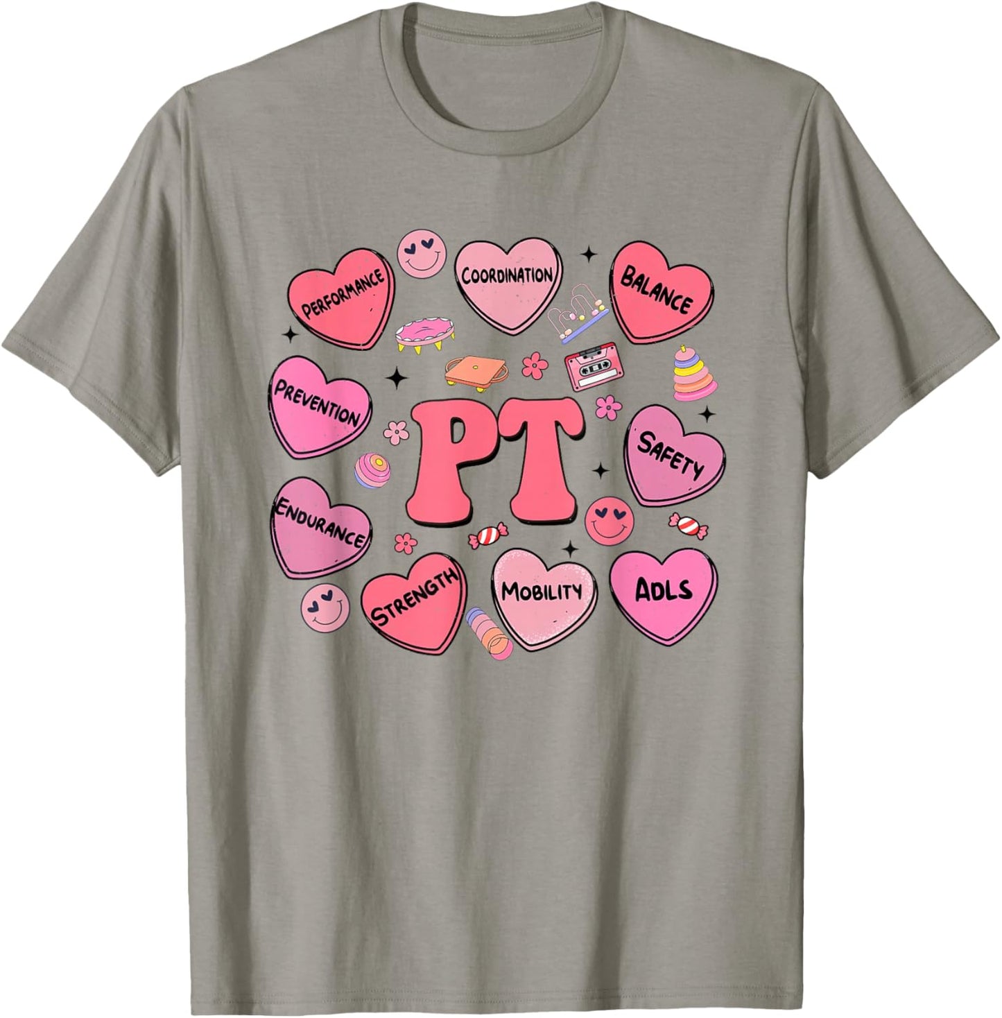 Physical Therapy Valentines Day Heart Candy PT PTA Therapist T-Shirt - T-Shirt | Sand