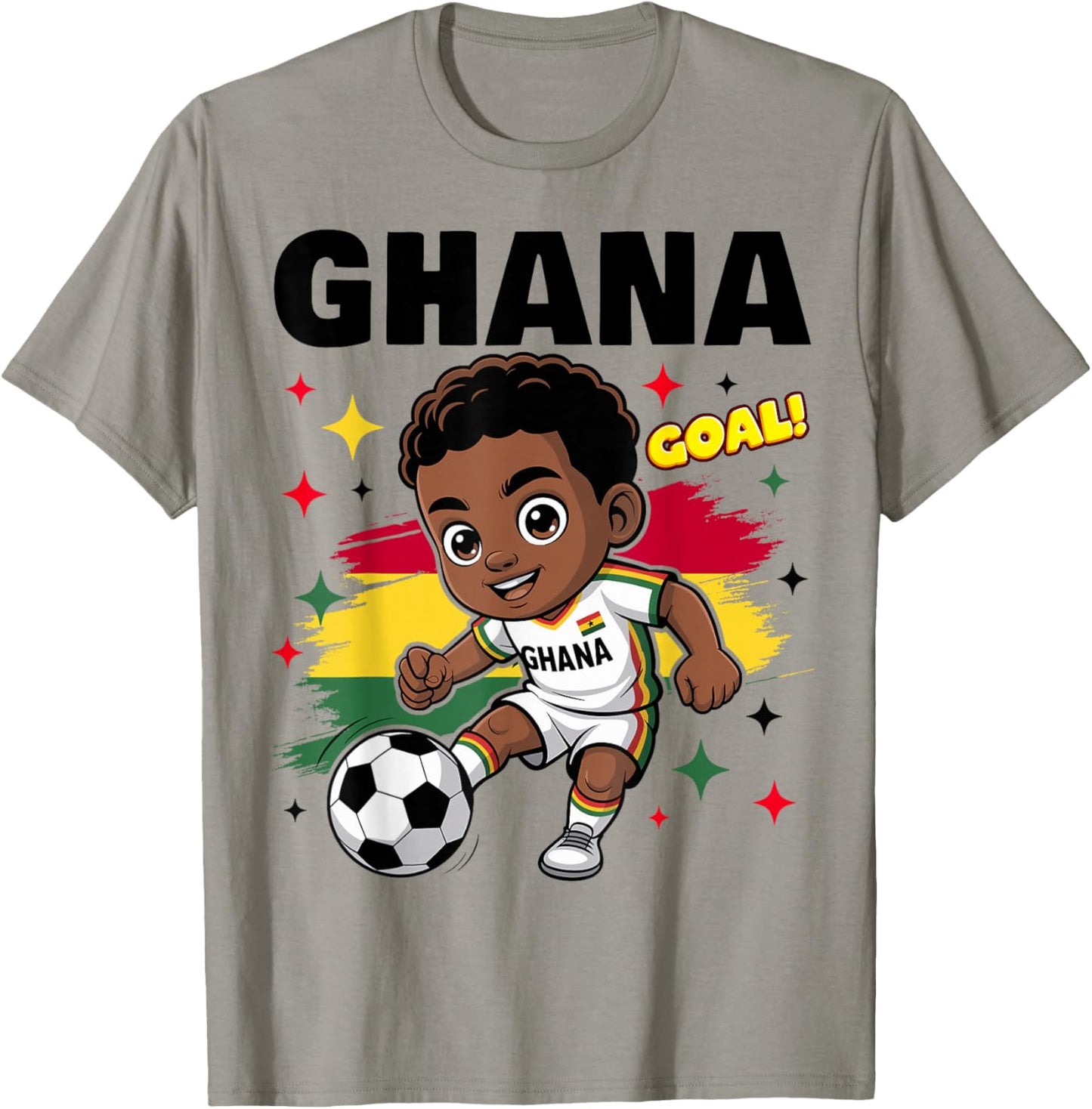 Ghana Kid Goal Cartoon Ghana Flag for Kids T-Shirt - T-Shirt | Sand
