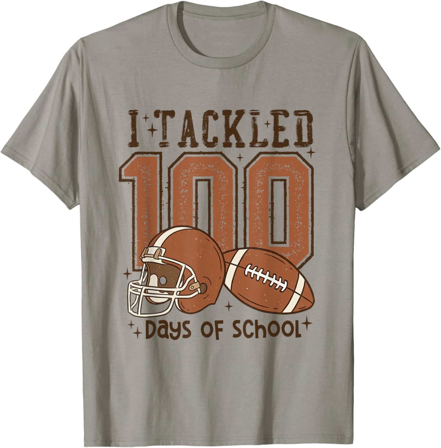 I Tackled 100 Days of School Football Men Boy Kid 100th Day T-Shirt - T-Shirt | Sand