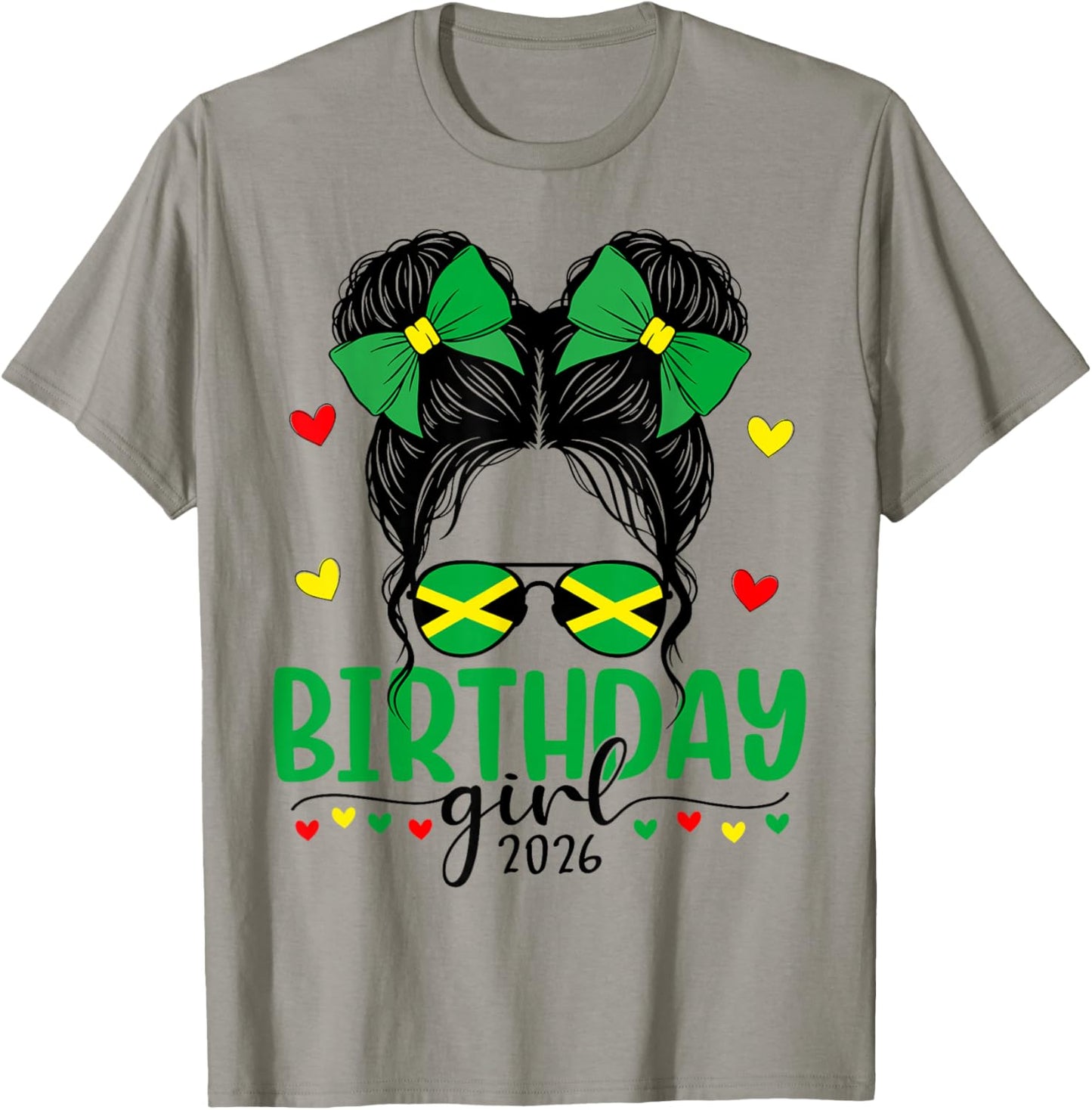 Jamaica Birthday Girl 2026 Bday Crew Party Messy Bun Women T-Shirt - T-Shirt | Sand