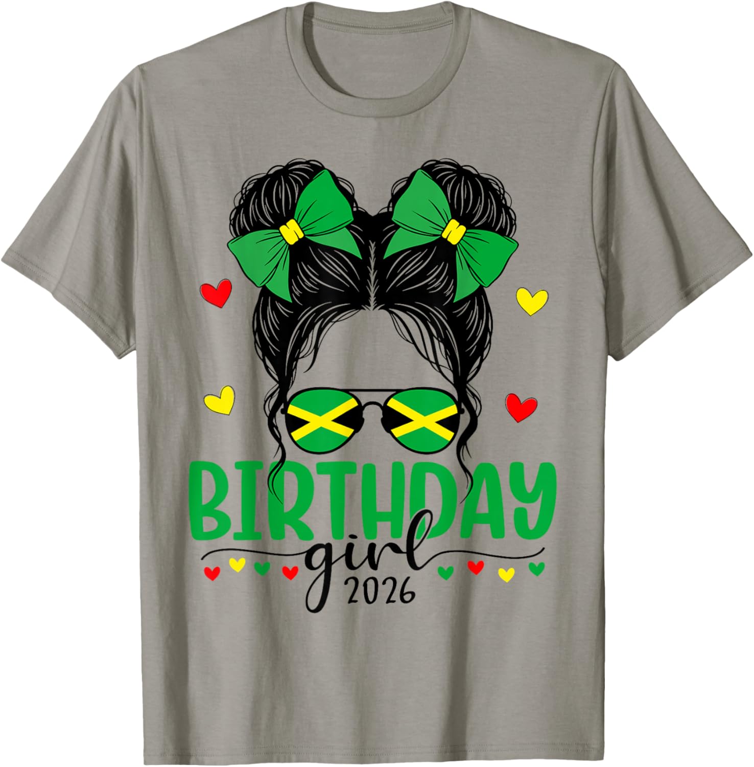 Jamaica Birthday Girl 2026 Bday Crew Party Messy Bun Women T-Shirt - T-Shirt | Sand