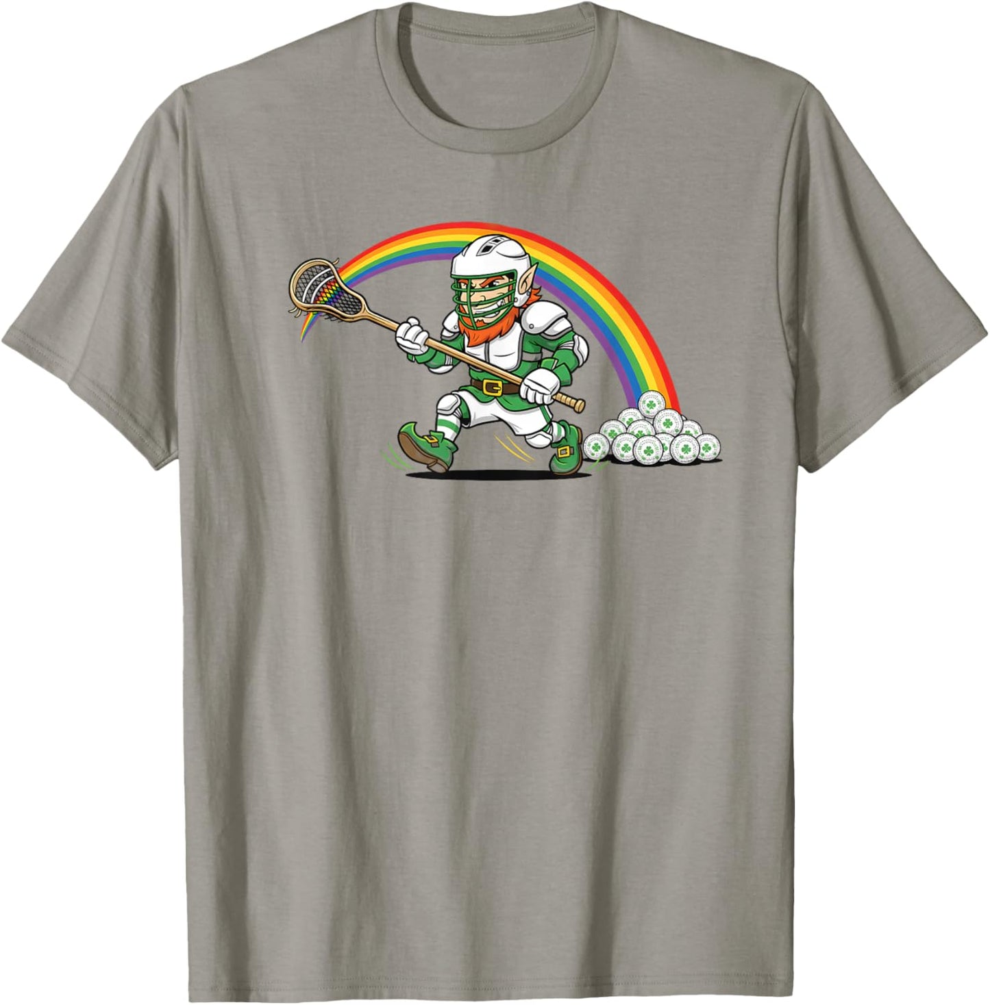 Lucky Lax Irish Leprechaun Athlete Lacrosse St Patricks Day T-Shirt - T-Shirt | Sand