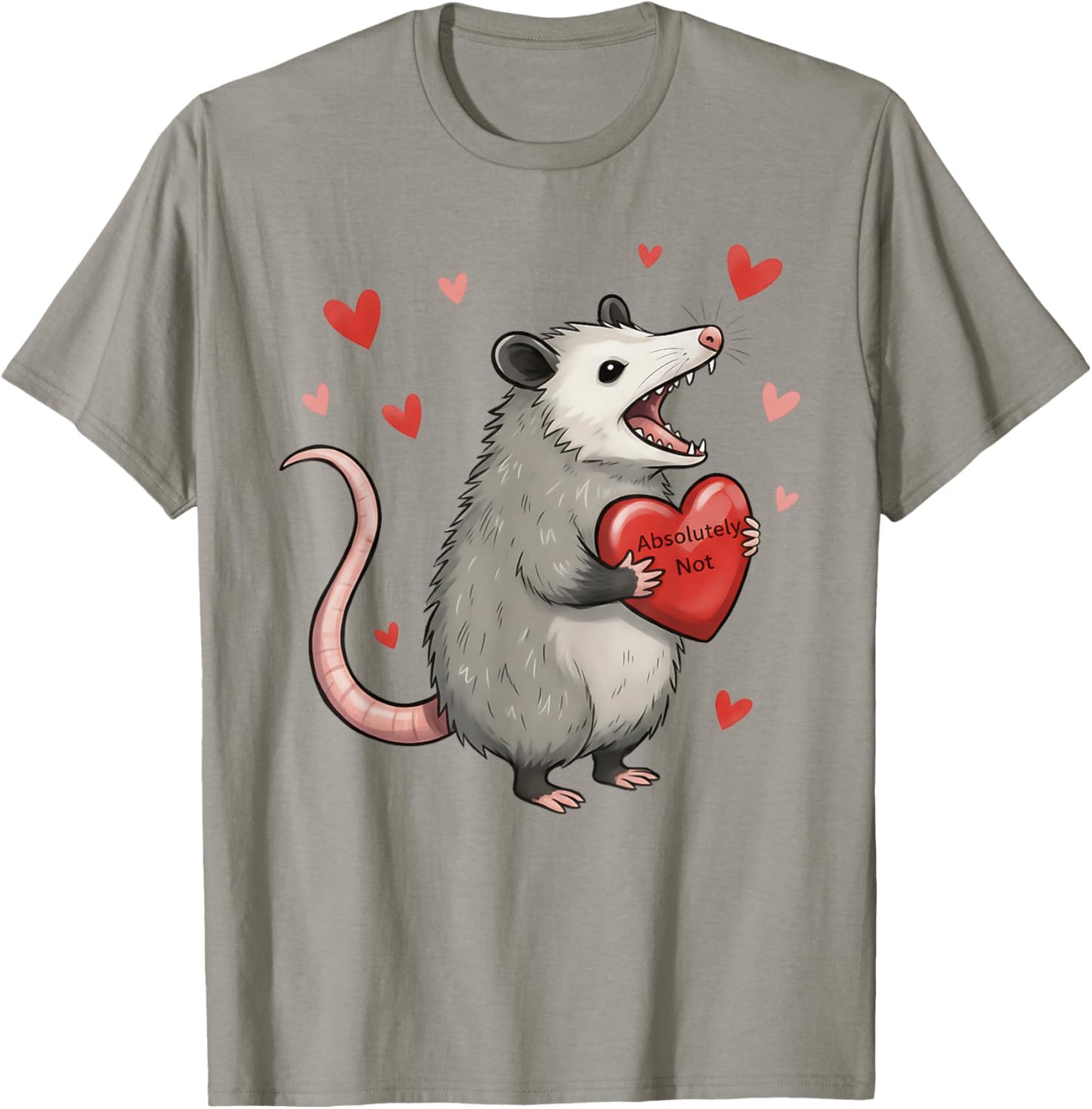 Funny Opossum Absolutely Not Hearts Valentine's Day T-Shirt - T-Shirt | Sand