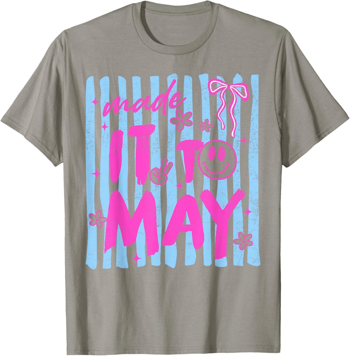 Retro Stripes Last Day of School Teacher Made It to May T-Shirt - T-Shirt | Sand