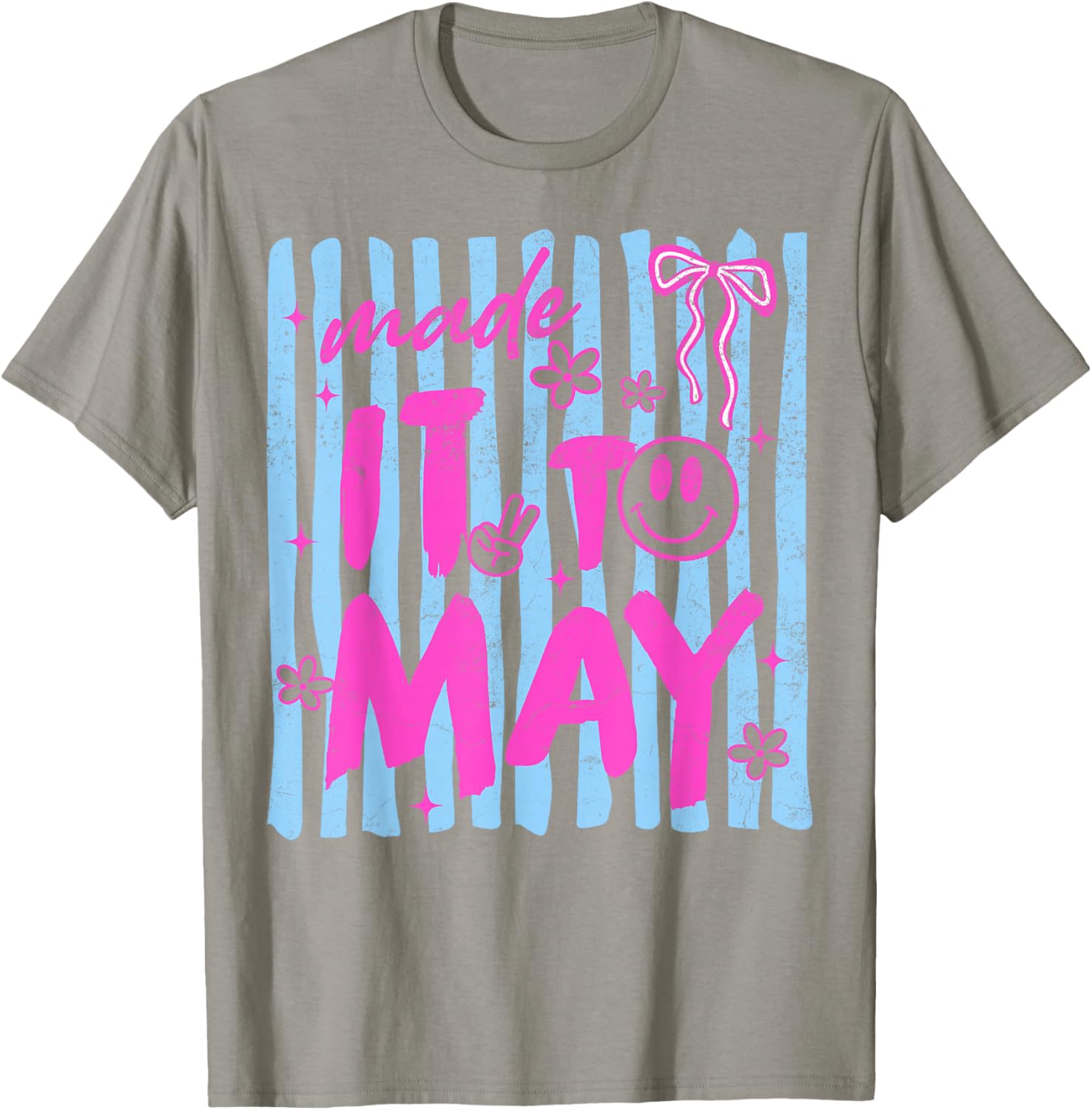 Retro Stripes Last Day of School Teacher Made It to May T-Shirt - T-Shirt | Sand
