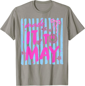 Retro Stripes Last Day of School Teacher Made It to May T-Shirt - T-Shirt | Sand