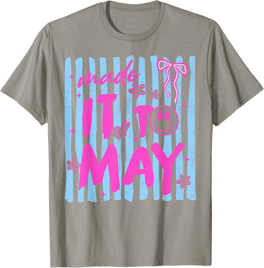Retro Stripes Last Day of School Teacher Made It to May T-Shirt - T-Shirt | Sand