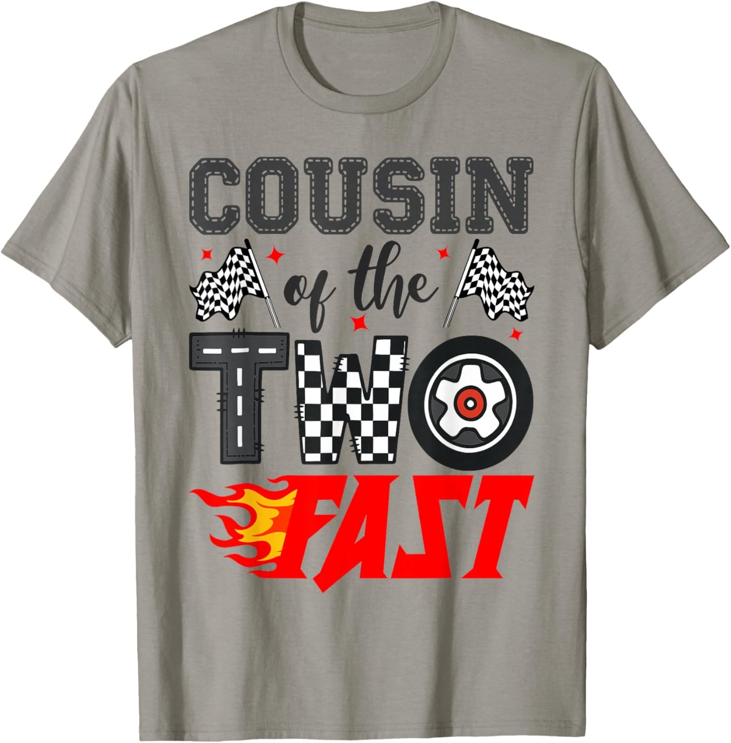 Cousin of The Two Fast Second Birthday Racing Car T-Shirt - T-Shirt | Sand