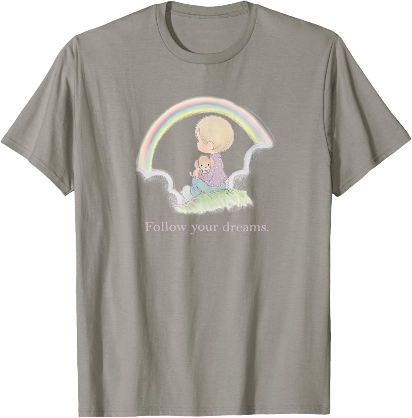 Precious Moments Follow Your Dreams Rainbow Cute Puppy T-Shirt - T-Shirt | Sand