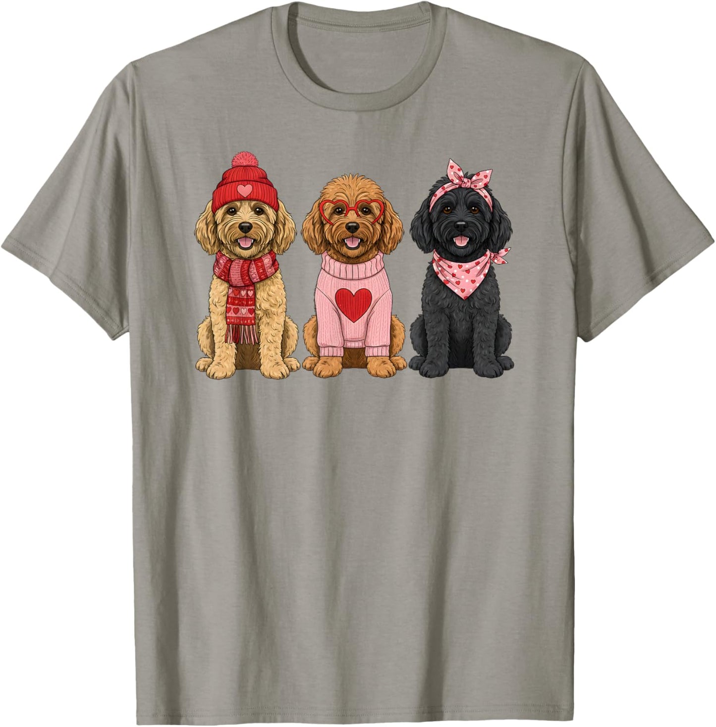 Cute Goldendoodle Valentine Golden Doodle Dog T-Shirt - T-Shirt | Sand