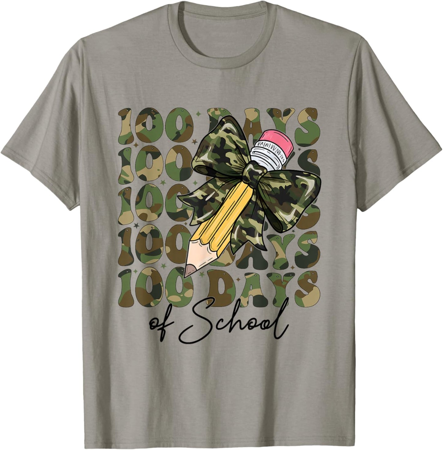 Military Style 100 Days of School Coquette Bow Military T-Shirt - T-Shirt | Sand