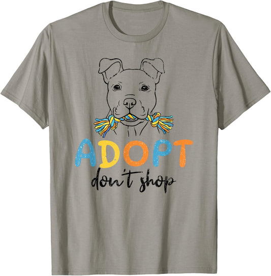 Adopt Don’t Shop Dog Rescue Awareness Cute Rescue Dog T-Shirt - T-Shirt | Sand