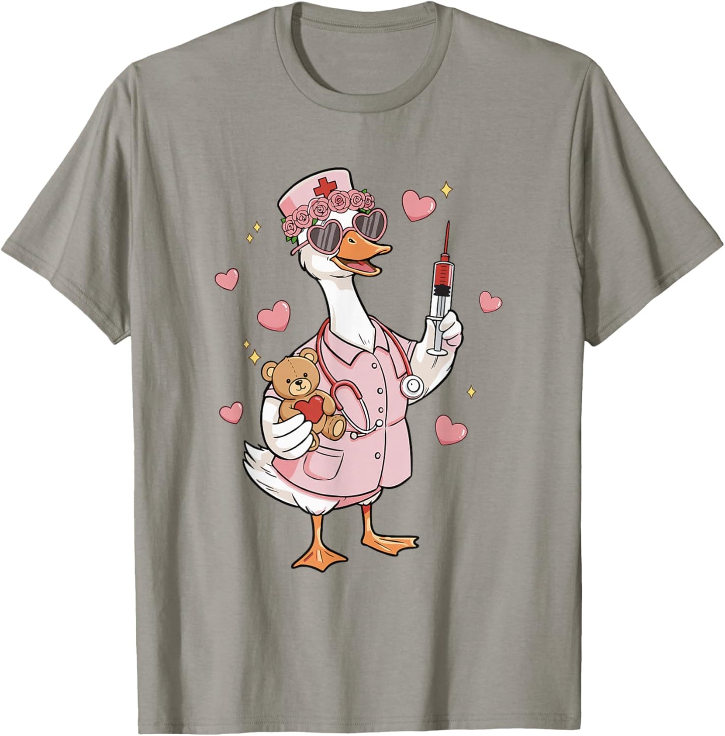 Pediatric Nurse Valentine's Day Funny Silly Goose Peds T-Shirt - T-Shirt | Sand