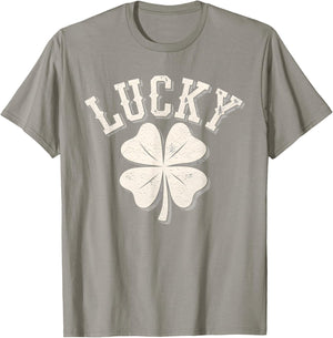 Vintage Lucky Shamrock Clover Leprechaun Irish Shenanigan T-Shirt - T-Shirt | Sand