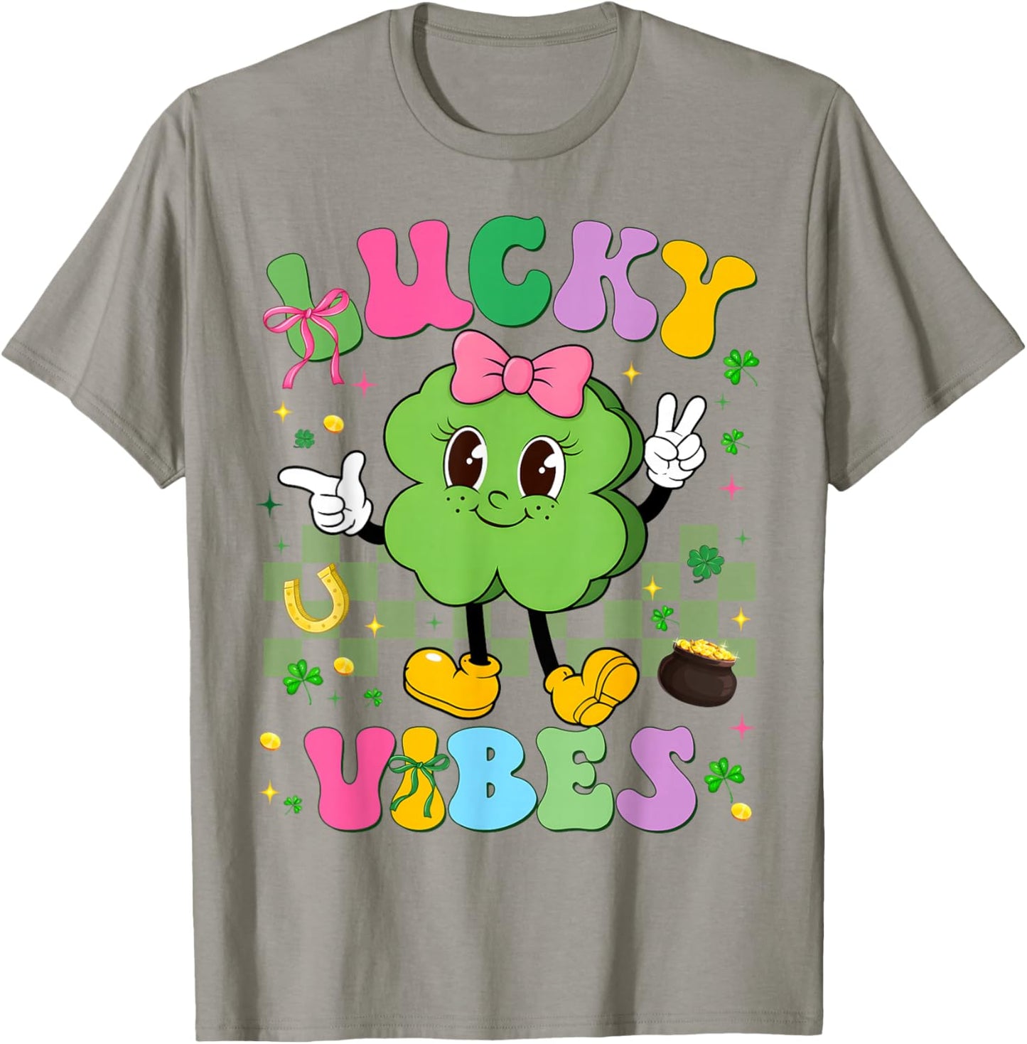 Lucky Vibes Shamrock Irish St Patricks Women Kid Toddler Gir T-Shirt - T-Shirt | Sand