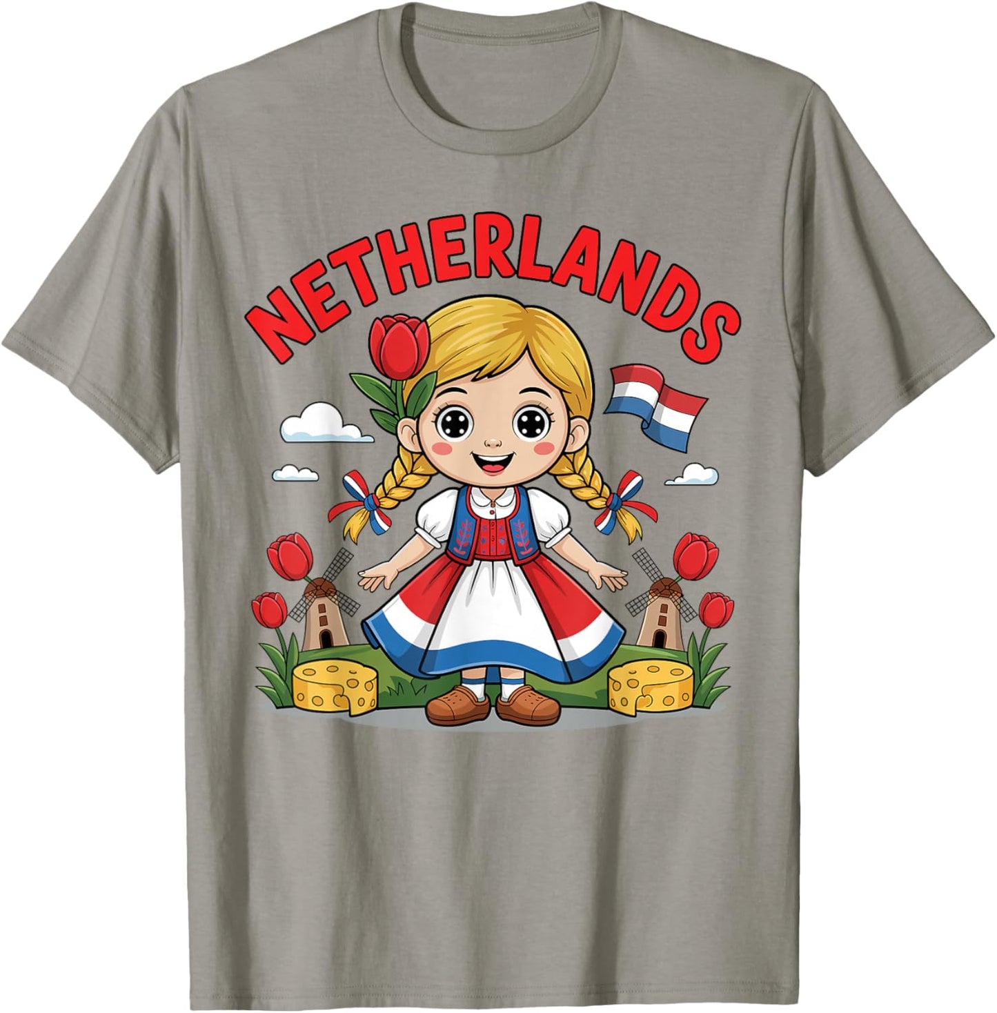 Cute Dutch Girl in Traditional Dress for Kids T-Shirt - T-Shirt | Sand