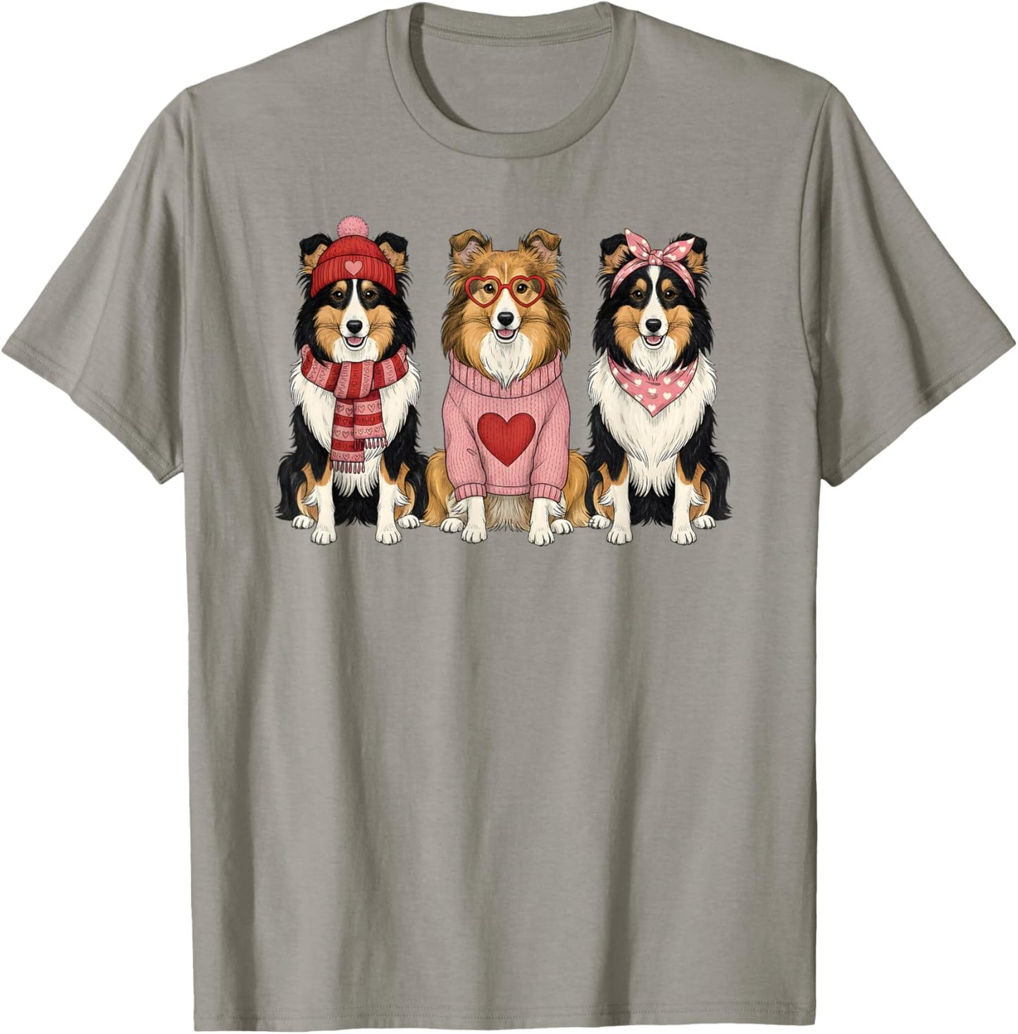 Cute Shetland Sheepdog Valentine Sheltie Dog T-Shirt - T-Shirt | Sand