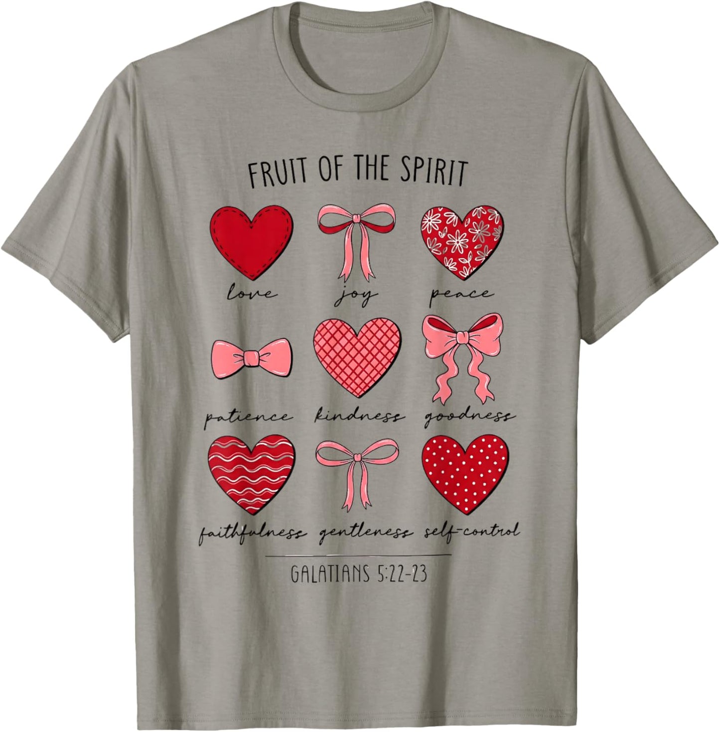 Fruit of The Spirit Christian Hearts Galatians T-Shirt - T-Shirt | Sand