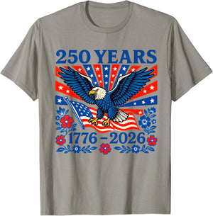 Pride in 250 Years 1776-2026 Shirt Stars Stripes 4th of July T-Shirt - T-Shirt | Sand