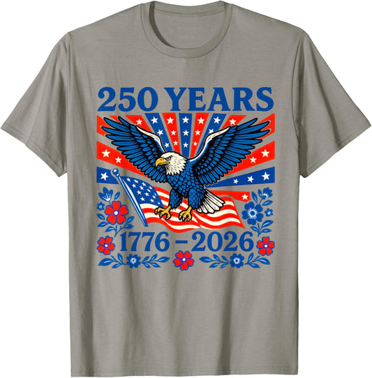 Pride in 250 Years 1776-2026 Shirt Stars Stripes 4th of July T-Shirt - T-Shirt | Sand