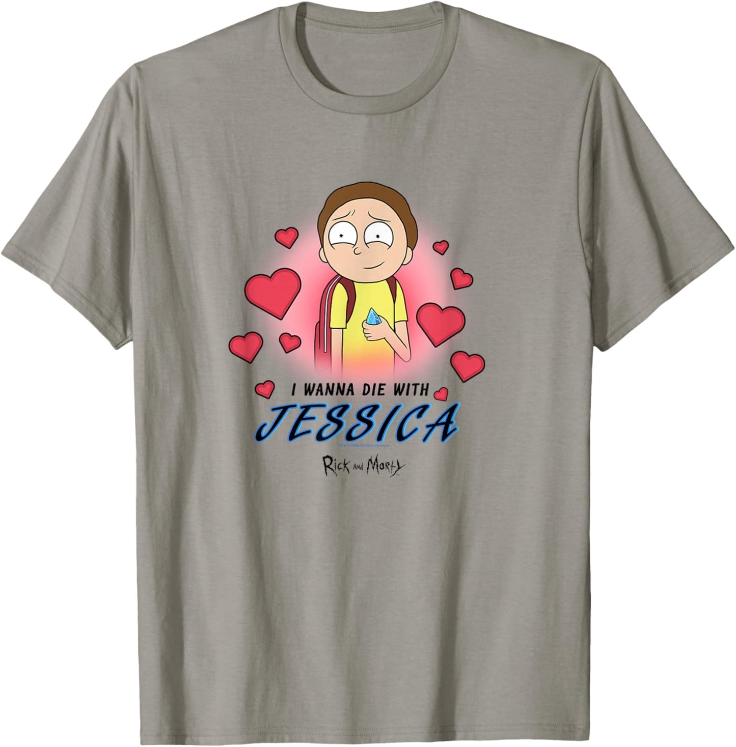 Rick and Morty Die with Jessica Valentine's Hearts Cartoon T-Shirt - T-Shirt | Sand