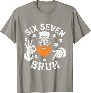 Boys st Patricks Day 67 Leprechaun Hands Six Seven Bruh Kids T-Shirt - T-Shirt | Sand