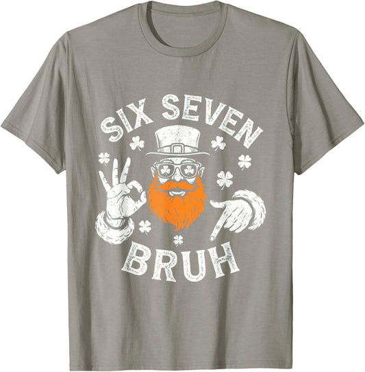 Boys st Patricks Day 67 Leprechaun Hands Six Seven Bruh Kids T-Shirt - T-Shirt | Sand