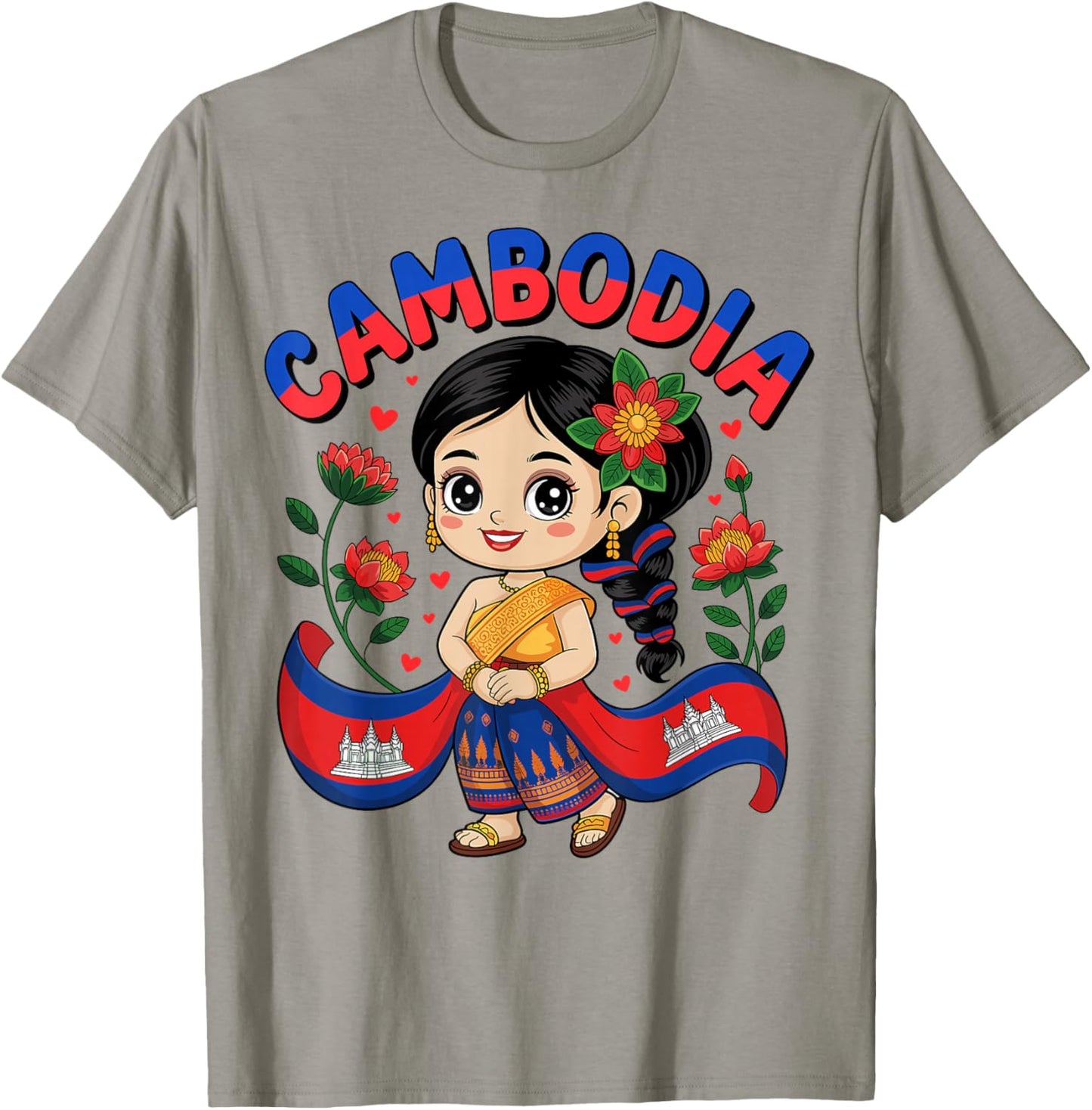Cute Cambodia Girl in Traditional Dress for Kids T-Shirt - T-Shirt | Sand