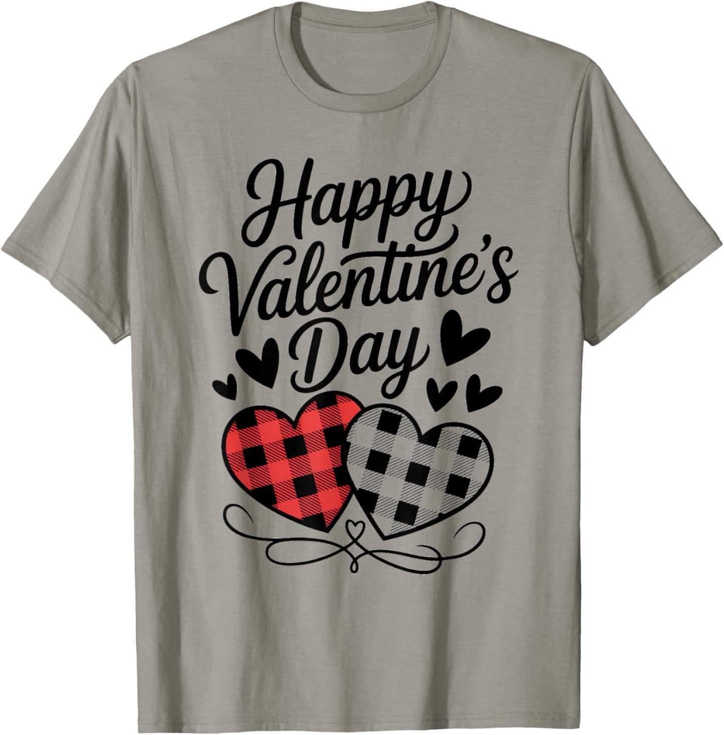 Happy Valentines Day Plaid Hearts Cute Love T-Shirt - T-Shirt | Sand