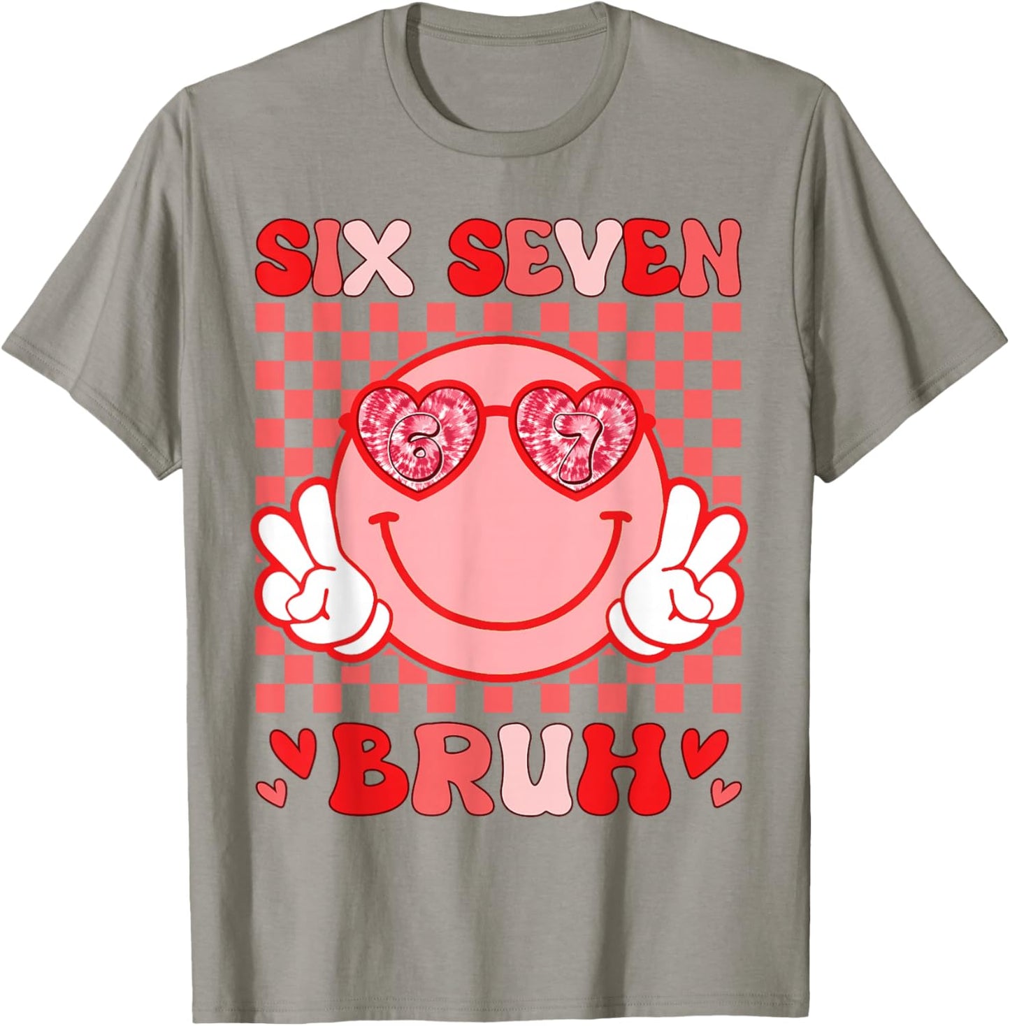 Valentine Vibes 6 7 Meme Groovy Valentines Day Women Kids T-Shirt - T-Shirt | Sand