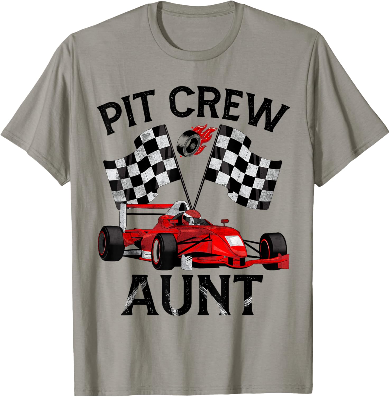 Pit Crew Aunt Race Car Birthday Party Racing Family T-Shirt - T-Shirt | Sand